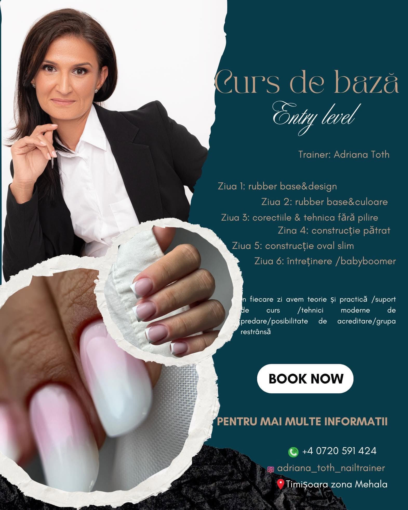 Adriana Toth în cadrul cursurilor de nail design